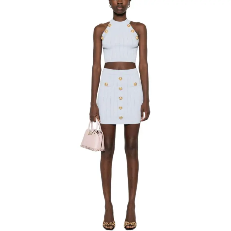 BALMAIN Button Detailed High Rise Mini Skirt-1