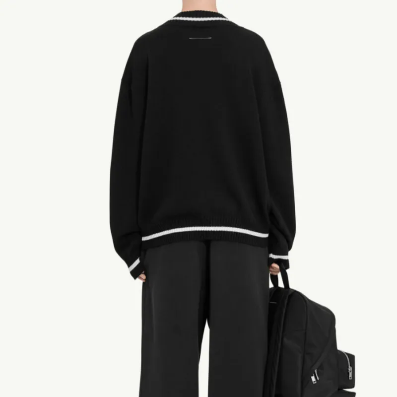 MM6 Maison Margiela V Neck Varsity Jumper-1