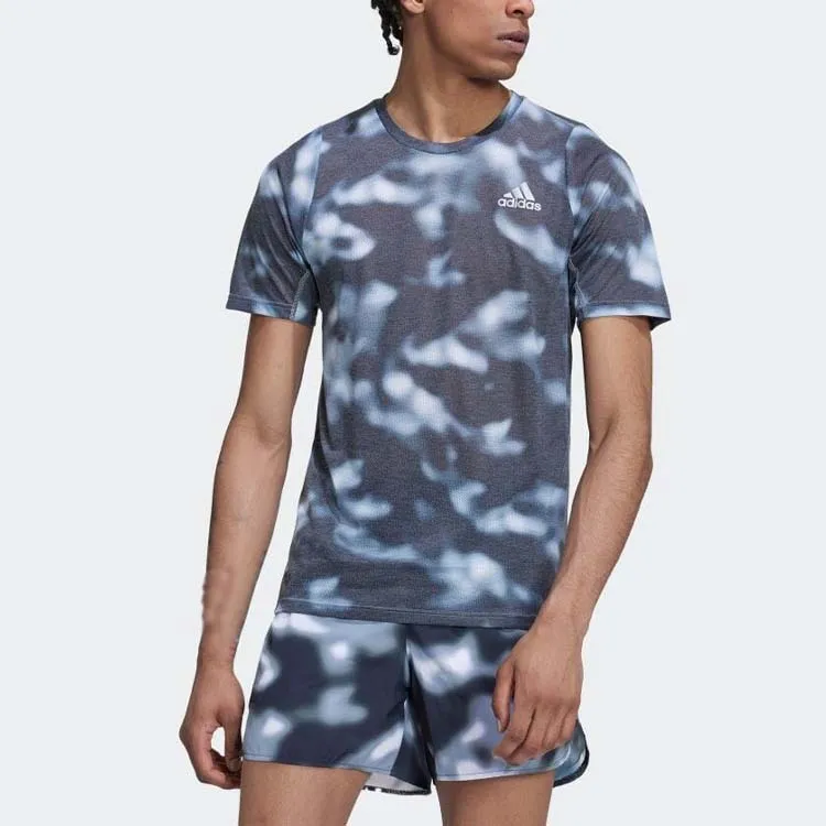 Adidas Run Icons 3 Bar Allover Print Running Tee-1