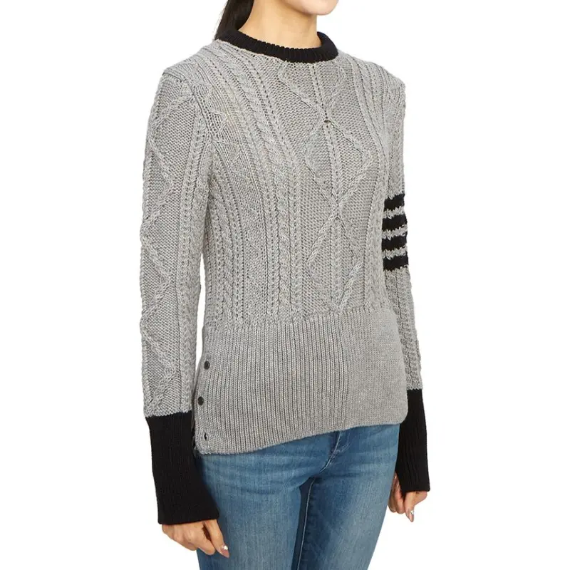 THOM BROWNE Signature 4-Bar Stripe Crewneck Pullover-3