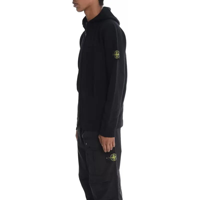 STONE ISLAND Logo Patch Hooded Cardigan-2