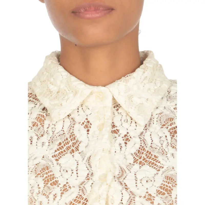 MSGM Floral Laced Semi Sheer Shirt-3
