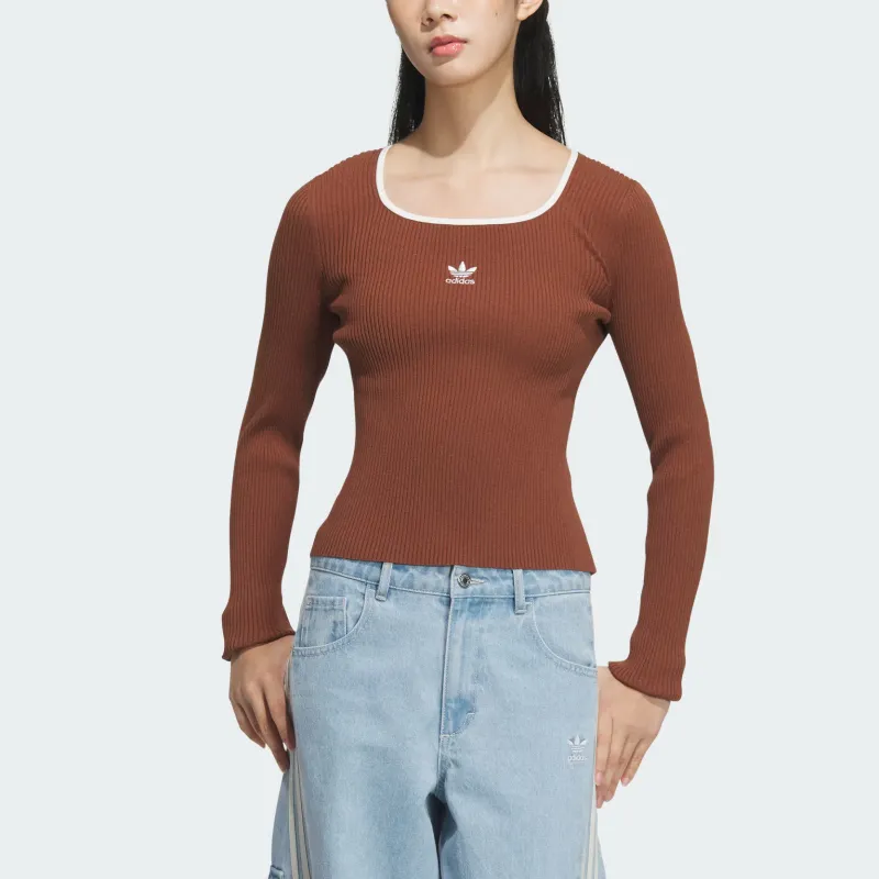 Adidas Originals ADICOLOR FW24 LS SWEATER Knitwear Women's Dark Brown-1