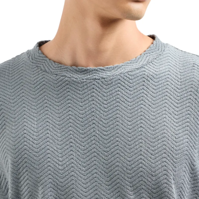 GIORGIO ARMANI Crew neck Sweatshirt In Chevron Silk And Cotton-5