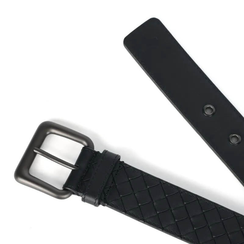 Bottega Veneta Cow Leather Leather Belts Men's Black Width  3.5cm-3