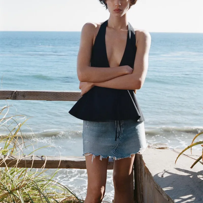 ZARA Tank Tops Women's Black-2