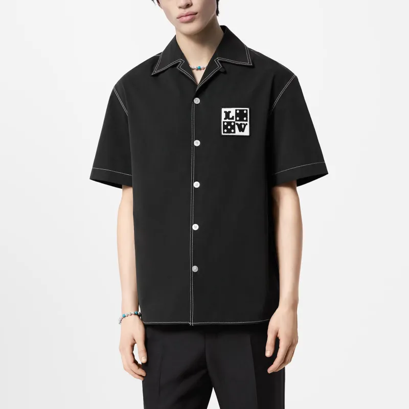 LOUIS VUITTON Embroidered Short Sleeved Cotton Shirt-3