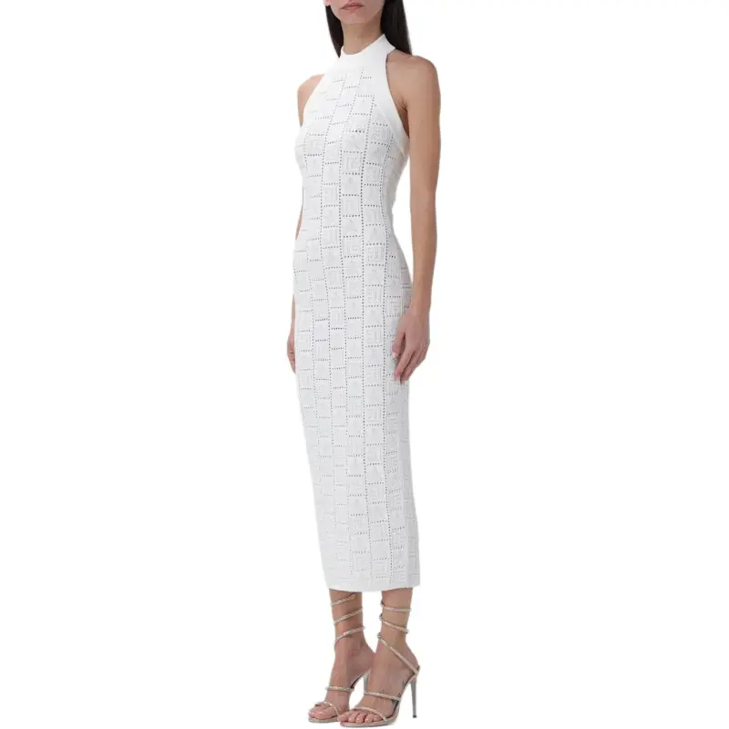 BALMAIN Monogrammed Knit Midi Dress-4