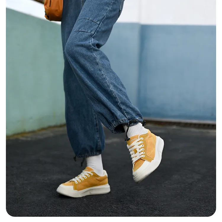 TOREAD Anti Slip Wear Resistant Low Top Skateboard Shoes Women's Yellow-2