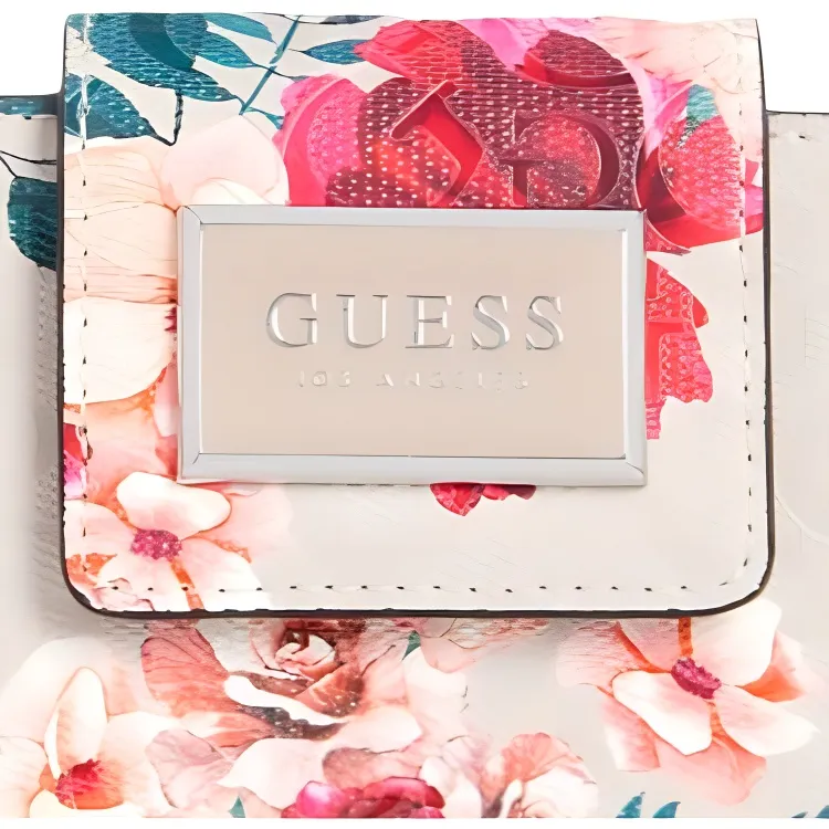 GUESS Artificial Leather Cell Phone Pouch Storage Bag Women's Beige & Multicolor-3