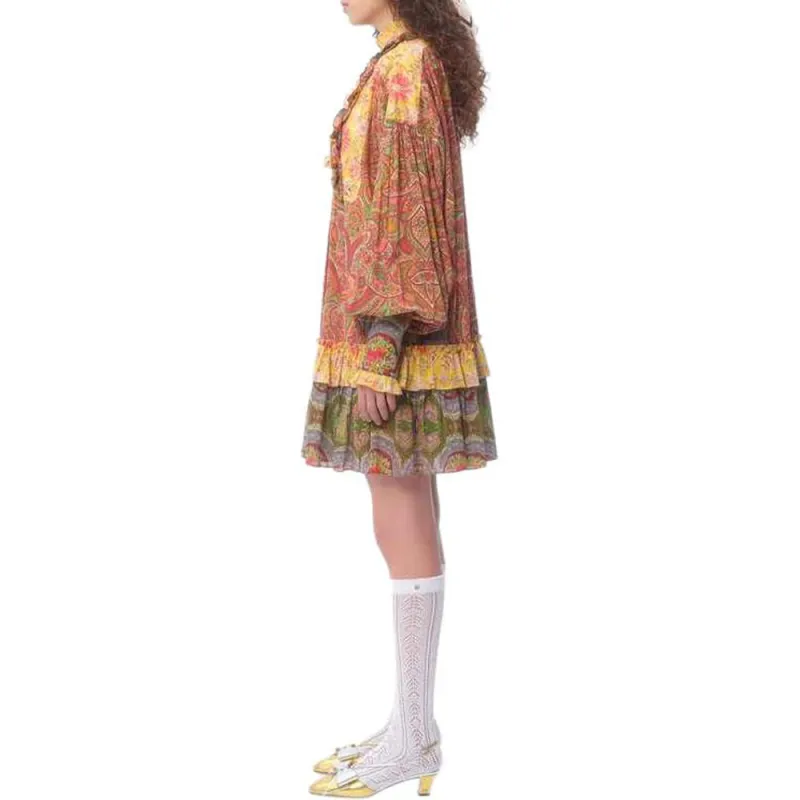 Valentino All Over Patterned Ruffled Dress-3