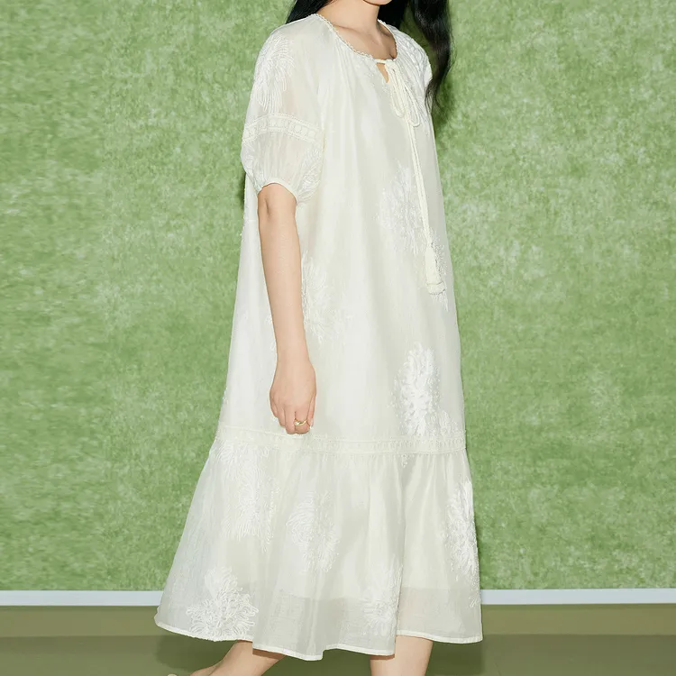 BASIC HOUSE Short-Sleeved Dresses Women's Beige-4
