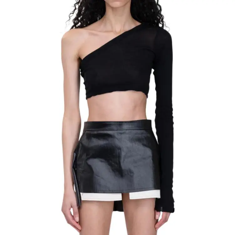 RICK OWENS Single Shoulder Cropped Top-2