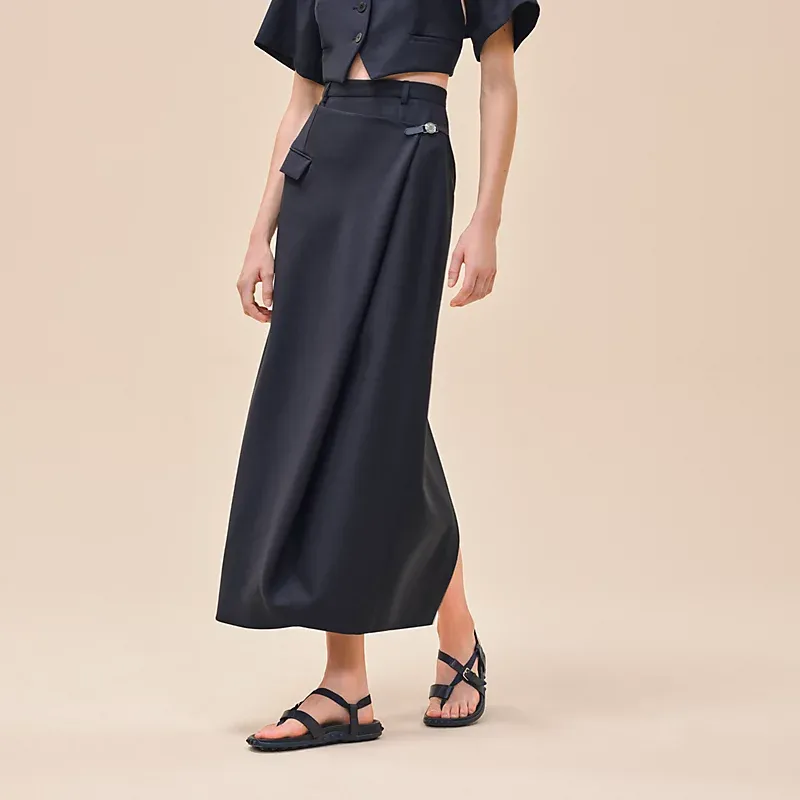 HERMES SS24 Casual Long Skirts Women's Black-2