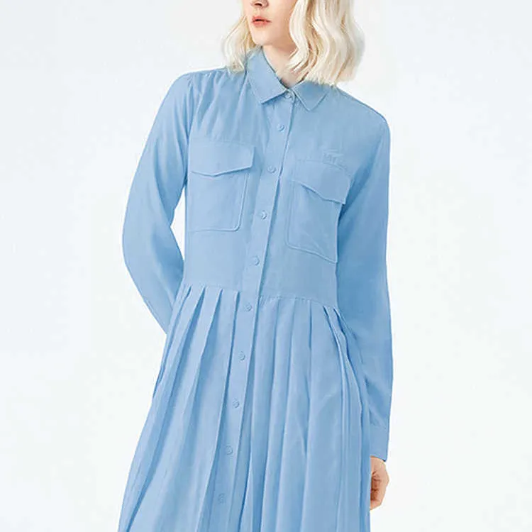 LACOSTE Long Sleeved Dress Women's Sky Blue-2