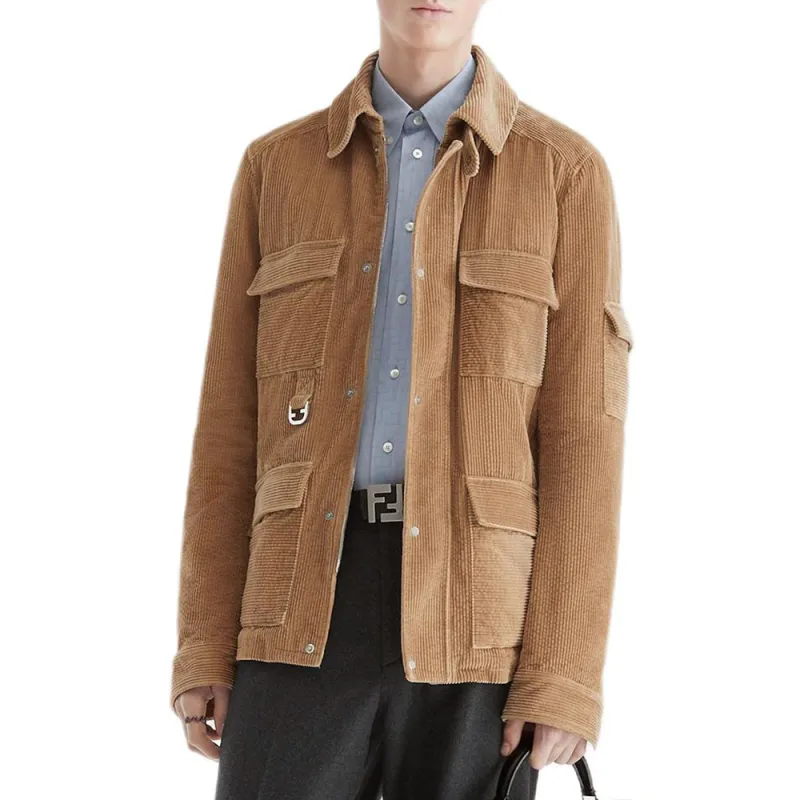 FENDI FW24 Jackets & Coats Men's Light Brown-3
