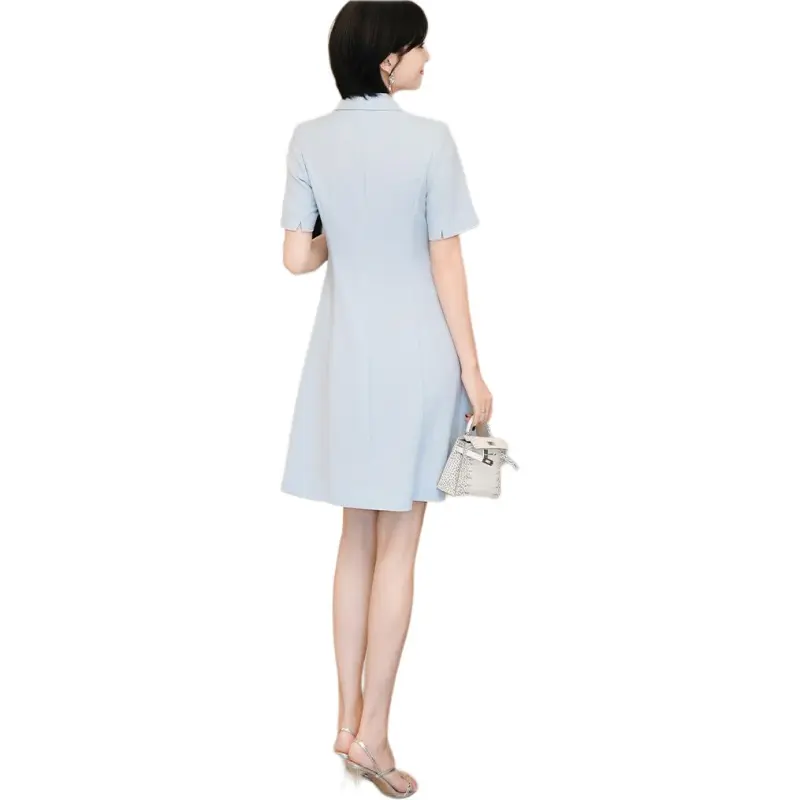 ONE SHALLOW Short Sleeved Dresses Women's Blue-0