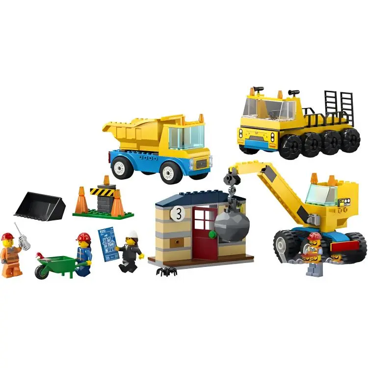 LEGO Construction Trucks And Wrecking Ball Crane Building Blocks 60391-1