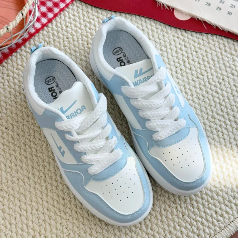 Warrior Lightweight And Breathable Low Top Skateboard Shoes Unisex Light Blue White-7