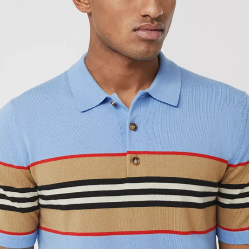 Burberry Polo Shirts Men Light Blue-4