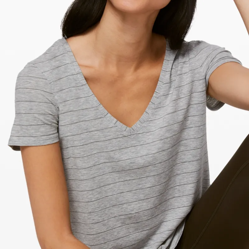 Lululemon Love T-Shirt Women's Stripes Gray Green-2