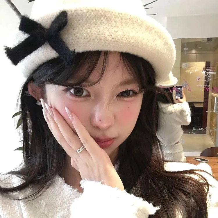 Peach Tea Rabbit Fur Blend Bucket Hats Women's-2