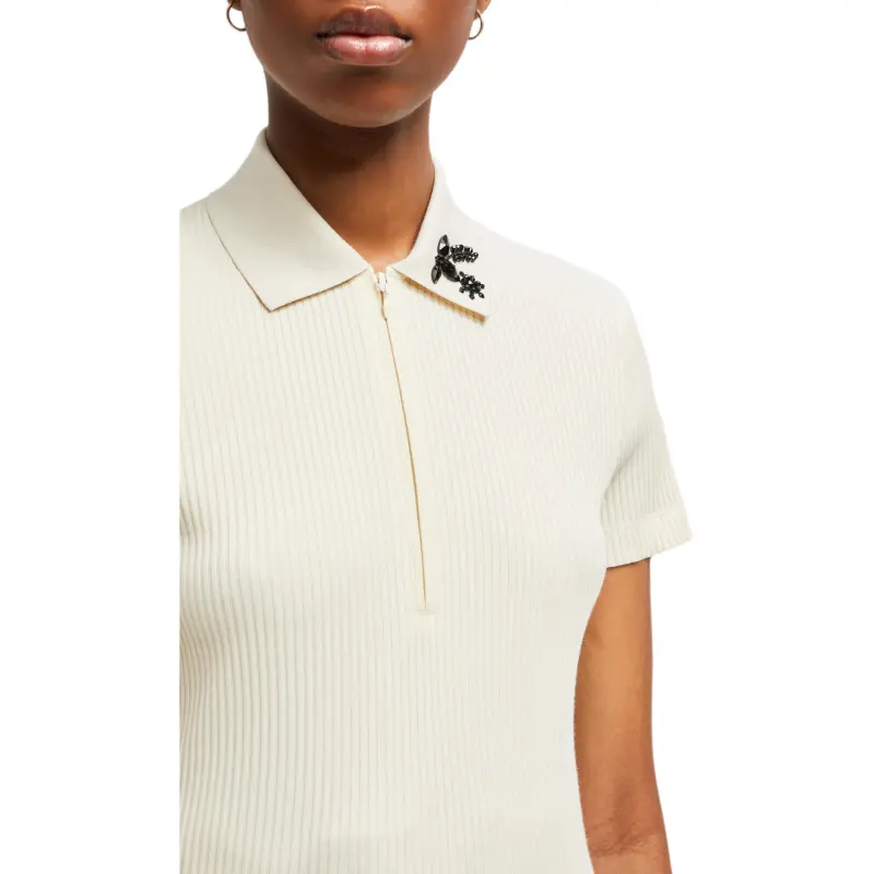 Moncler Embellished Logo Patch Polo Top-3