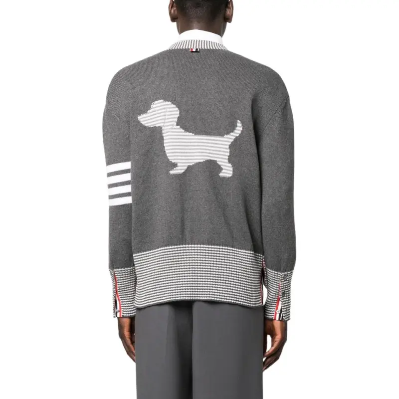 THOM BROWNE 4 Bar Striped Knit Cardigan-4