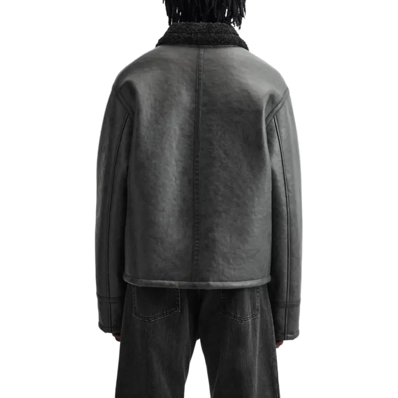 ZARA Leather Jacket Men's Black-2