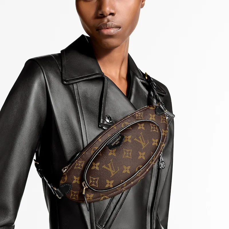 LOUIS VUITTON Coated Canvas Fanny Pack Women's Brown-5