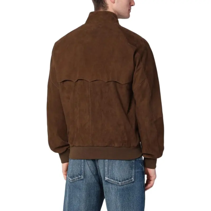 BARACUTA G9 Harrington Panelled Suede Jacket-4
