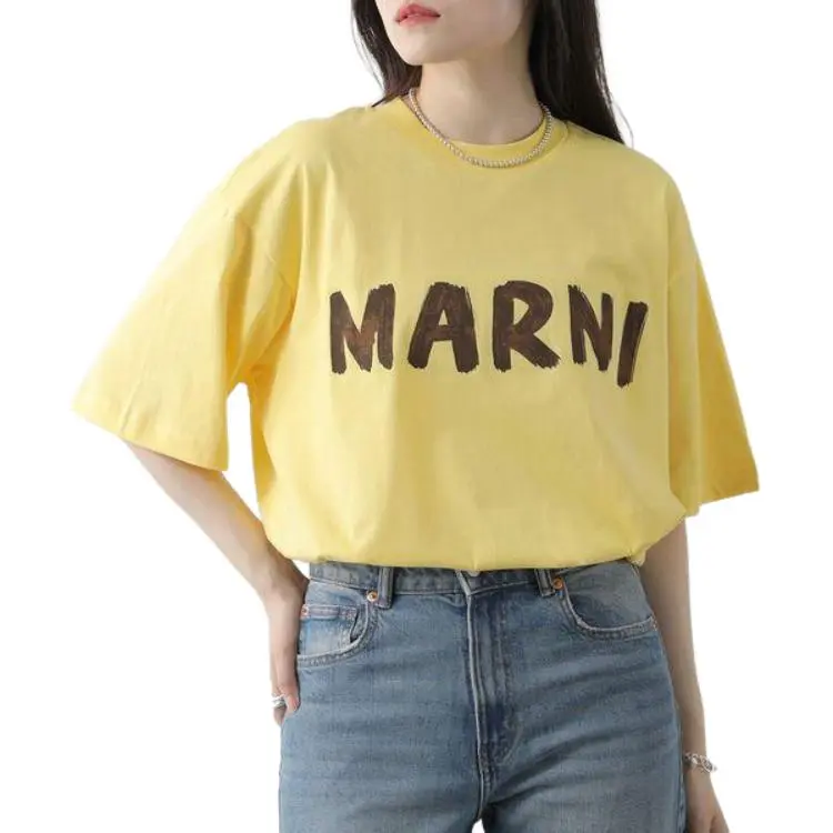 MARNI Oversized Logo T Shirts Yellow-4