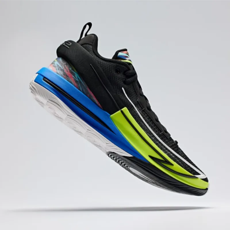 Anta Fengmang 1 Anti Slip Wear Resistant High Top Basketball Shoes Men's Black Green Blue-2