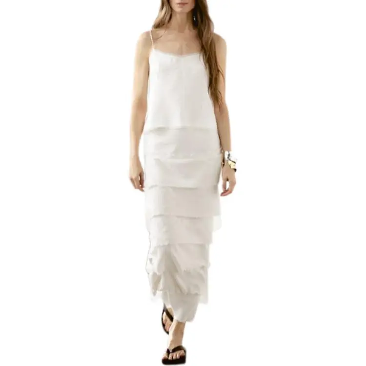 Massimo Dutti Casual Long Skirt Women's White-3