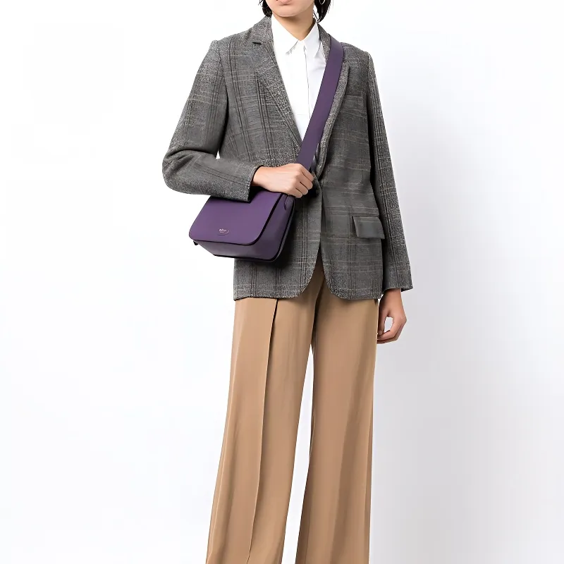 Mulberry Grained Calfskin Shoulder Bag Crossbody Bag Women's Purple Crystal-4