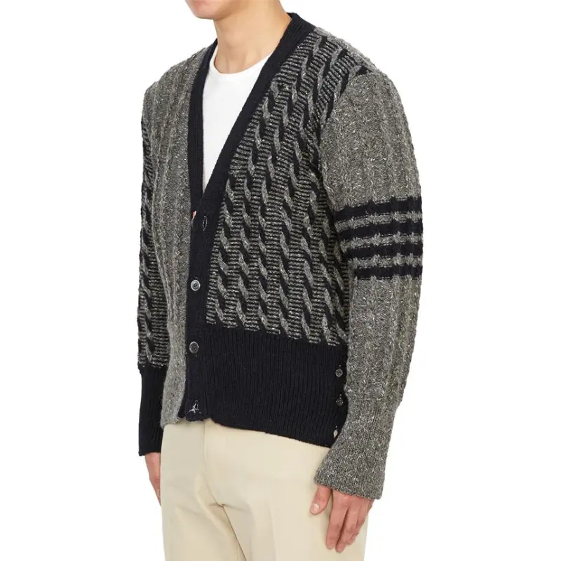 THOM BROWNE 4 Bar Stripe Detailed Cardigan-5