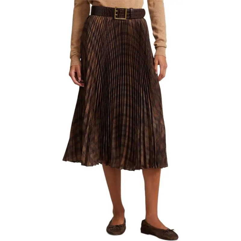Polo Ralph Lauren Checked Plissé effect Midi Skirt-2