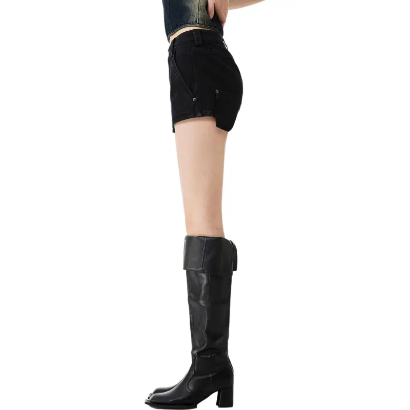 YJ1NGZYZJ Denim Shorts Women's Black-5