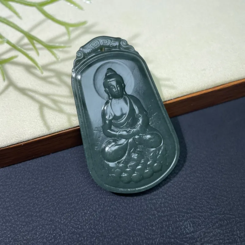 BUDOUXIAOAI Hetian Jade Pendants Green Jade Unisex-3