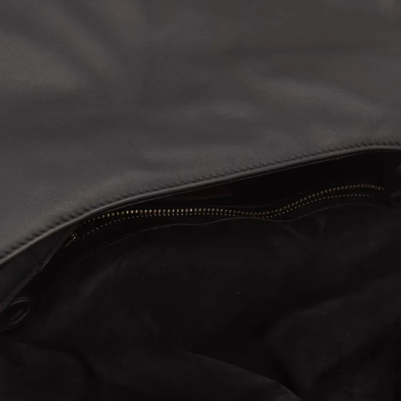Valentino Cow Leather Shoulder Bag Large Size Women's Black & White-14