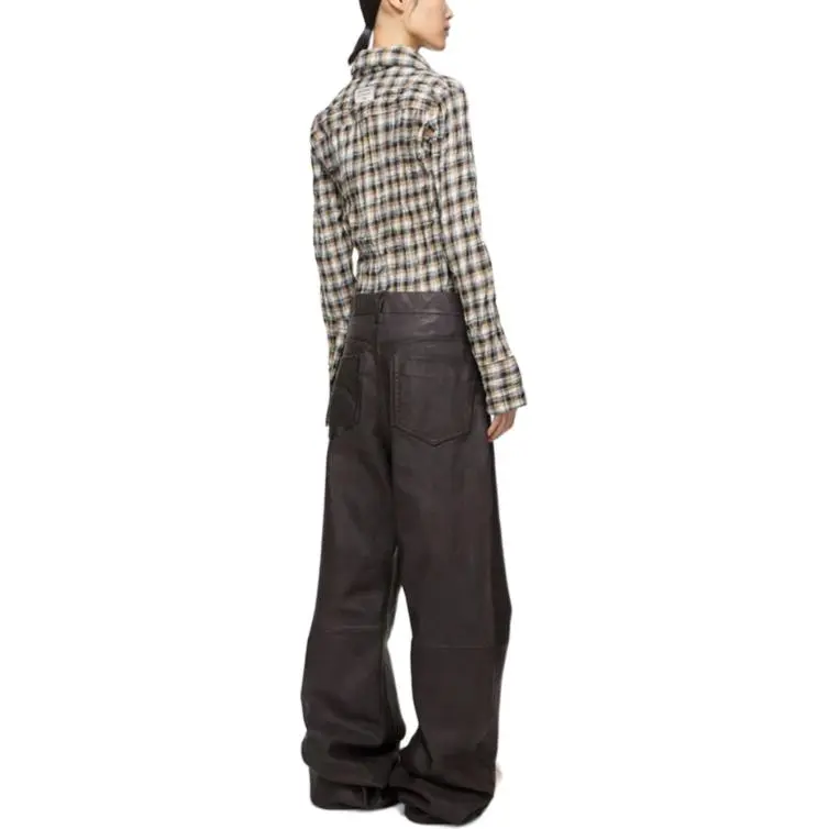 Acne Studios Runway Show Series SS25 Leather Pants Unisex Brown-3