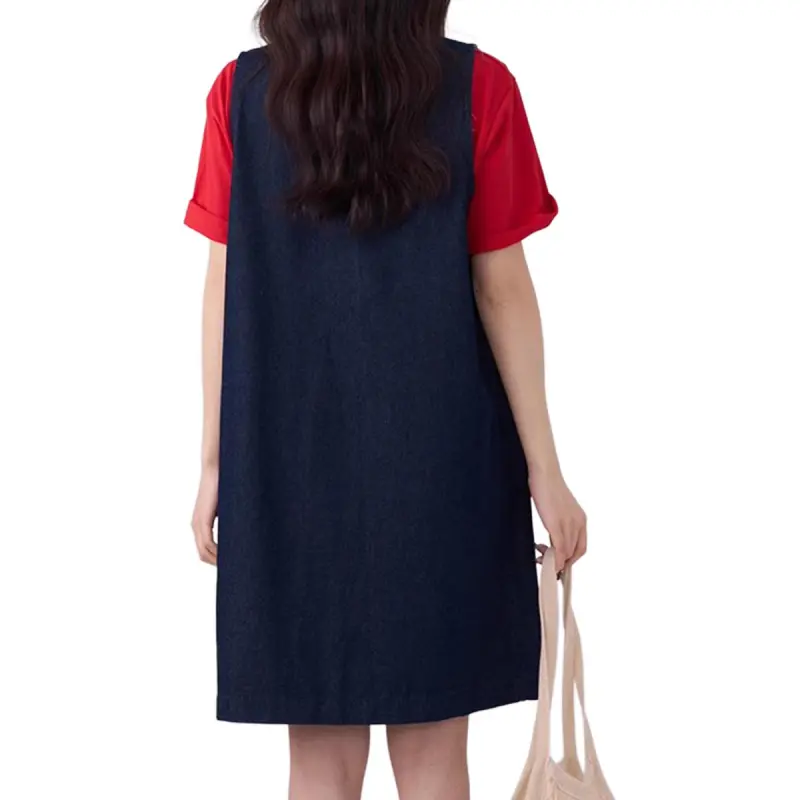 HTMEME Sleeveless Dress Women's Dark Blue-5