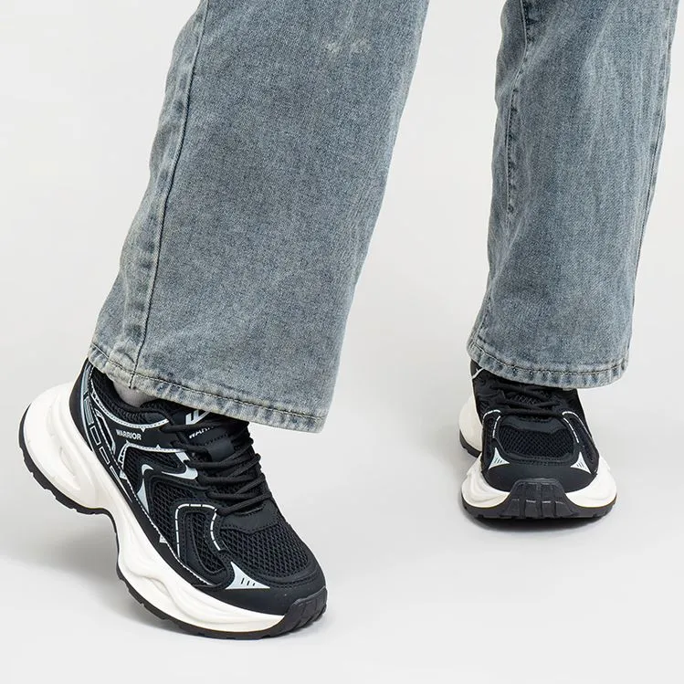 Warrior Warrior Wear Resistant Slip Resistant Low Top Chunky Sneakers Women's Beige Black-6
