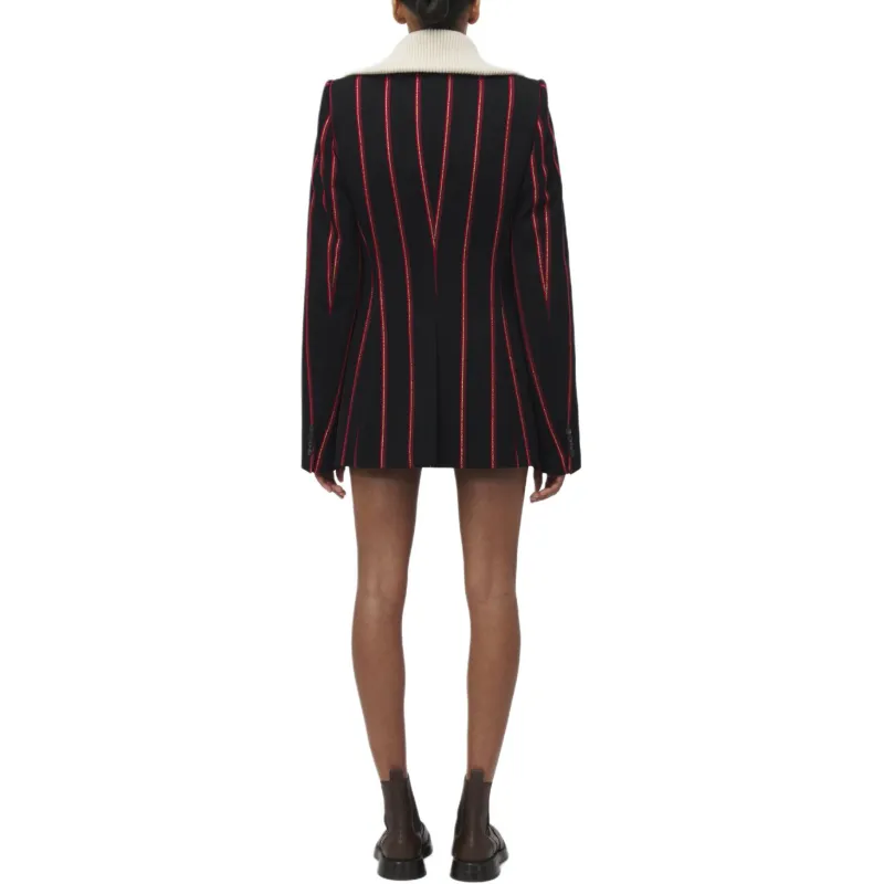 Alexander McQueen T Bar Chain Fastened Striped Blazer-2