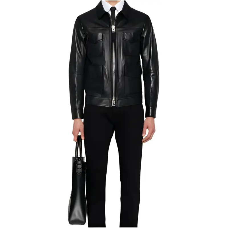 TOM FORD Unlined Grained Texture Leather Jacket-2
