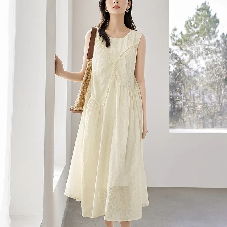 DIALOGUE Sleeveless Dress Women's Champagne-2
