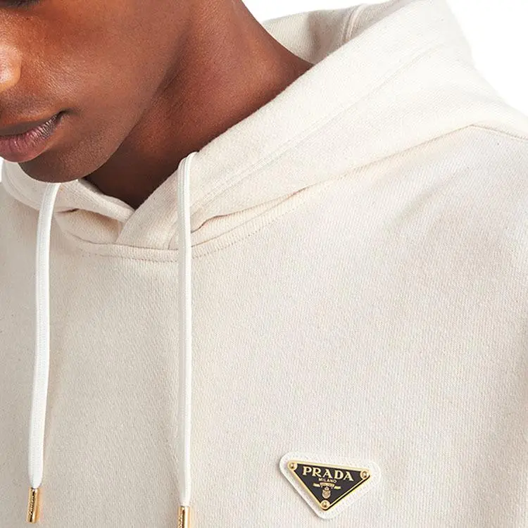 PRADA Triangle logo Cotton Hoodie-4