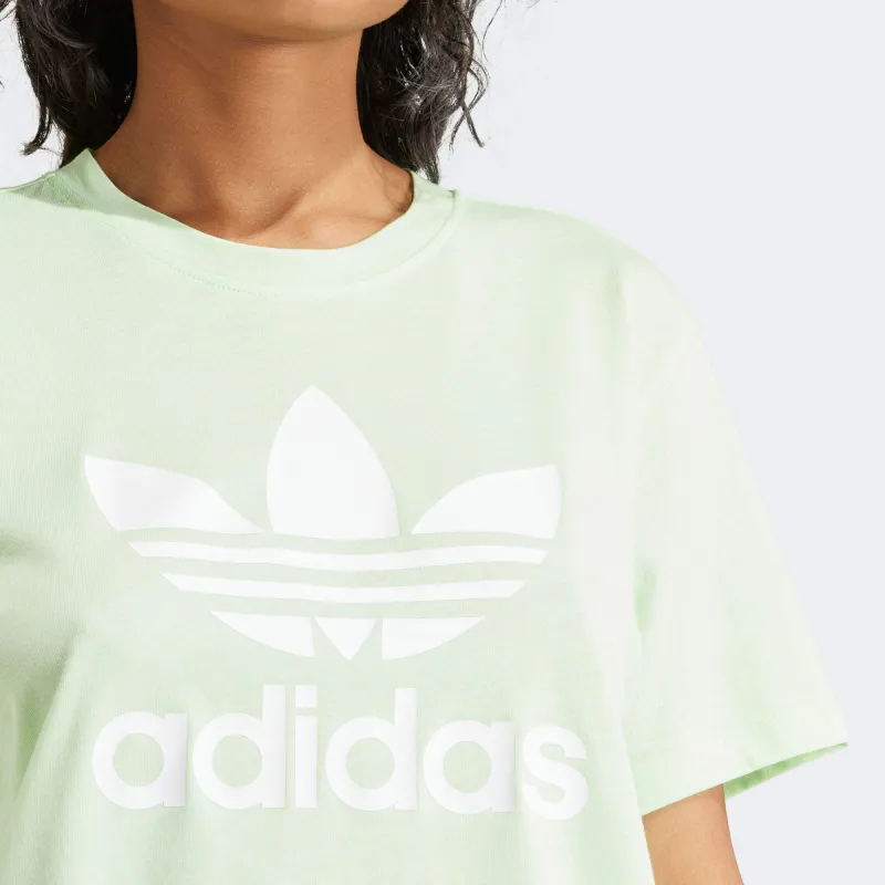 Adidas Originals Drop Shoulder Sleeve T Shirt Women's Light Green-4