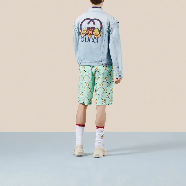 GUCCI Casual Shorts Men Teal-2