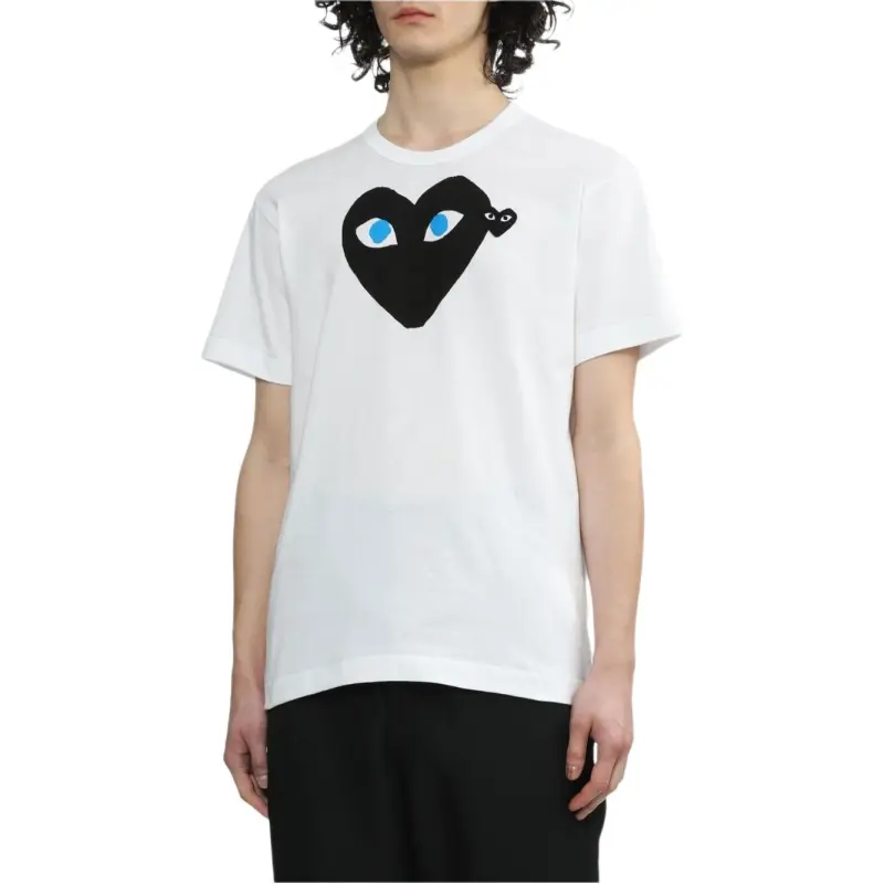 Comme Des Garcons Play Black Heart Blue Eyes T shirt White-3